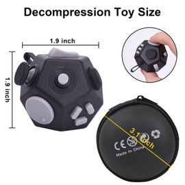 UOOEFUN Mini Fidget Toys Cube,12 Sided Cube Toys Relief Stress,Anxiety, Depression,Autism for Kids Adults Improve Focus and Kill Time (Black)