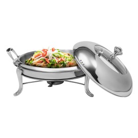 JAYGOVAN Round Chafing Dishes for Buffet, 2.6 QT Chafing Dish Buffet Set with Glass Lid & Lid Holder Stainless Steel Food Warmers Round Catering Warmer Server for Catering Party Banquet (24cm/ Sliver)