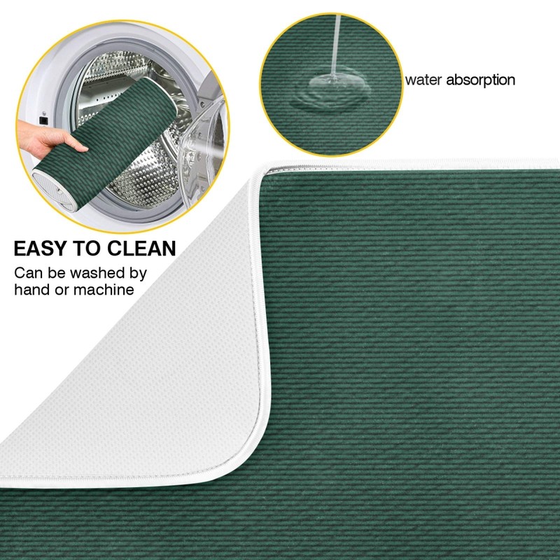Qilmy Hunter Green Dish Drying Mats Tableware Absorption Water Mat