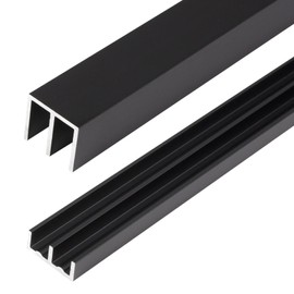 Heneymo Metal Sliding Door Track Set for 1/4" Thick Panels Glass Cabinet Door Window Sliding Track, Size 36 x 0.79 inches (Black)