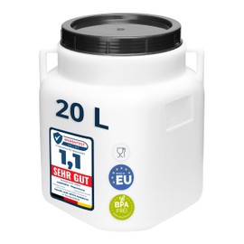 Garronda 20 Litre BPA-Free Square Barrel and Feeding Bin Wide Mouth Water Tank and Container with Lid for Sauerkraut and Surfass Curing Barrel for Meat GD-0088, White