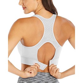 Ewedoos High Impact Sports Bras for Women Push up Sports Bra Racerback Sports Bras Workout Bra Running Bra Lightgrey