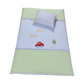 Baby Crib Bedding Set 2-Piece – 100% Cotton Poplin Toddler Crib Duvet Cover Set (40x48") with Embroidered Pillowcase (12x18"), Soft & Breathable Baby Quilt Cover, Infant Bed Linen, Machine Washable