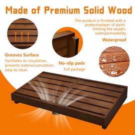 Indoor Wooden Step Stool 3.5'' Height, Outdoor Steps with Non Slip Pads, Step for Outside, Safety Stepping Stool for Bathroom, Kitchen, Bed, Dark Brown