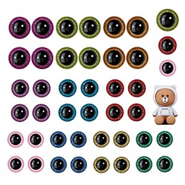 Glitter Safety Eyes, BENBO 100 Pieces Plastic Glitter Eyes with Washers Assorted Color Stuffed Animal Eyes Crochet Eyes for Doll Teddy Bear Puppet Toy Plush Animal and DIY Craft Making, 3 Sizes