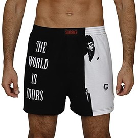 Prestigez Scarface Tony Montana Men's Boxer Shorts Or Pajama Pants, White/Black - Shorts, Size L