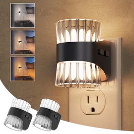 L LOHAS LED Night Light, Modern Night Lights Plug into Wall,2 Pack 3000K/4000k/5000K Adjustable Color Temperature Night Light,Dimmable Nightlights with Dusk to Dawn Sensor for Rooms Bathroom Hallway