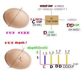 WMugthome 3 pairs C/D/DD Cup Round Soft Bra Inserts Pads Removable for Sport Bra Cups insert and Bikini Top Swimsuit Inserts (DDD/F CUP, Beige)