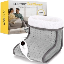 MONHOUSE Electric Foot Warmer - Cold Feet Warmers for Home Use and Office Under Table Desk - Soft and Breathable Heating Pad - Relaxing Comfort Heat Therapy - Heated Foot Mat for Women & Men - Grey