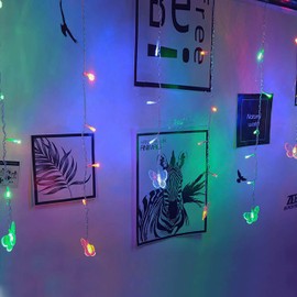 Decorman Butterfly Curtain Lights, 8 Modes 48 LED Fairy String Lights, USB Powered Twinkle Lights with 10 Butterflies with Remote for Bedroom Wedding Party Christmas Holiday Decor