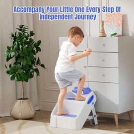 Step Stool for Toddlers, Toddler Step Stool for Bathroom Sink, Foldable Non-Slip Kids Stool with Handle, 2 Step Stools for Kids, Toddler Stool for Kitchen Bedroom Counter Sink