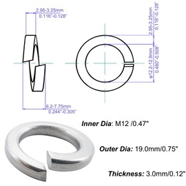 Fajoeda Pack of 25 Spring Washers M12, A2 V2A Stainless Steel Spring Washers Washers 12 mm Form B According to DIN 127