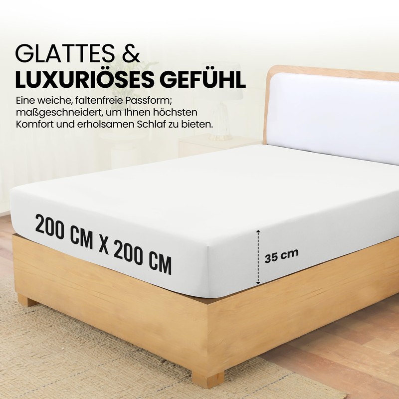 Utopia Bedding, Fitted Sheet, 200 x 200 cm, White, Oeko-Tex