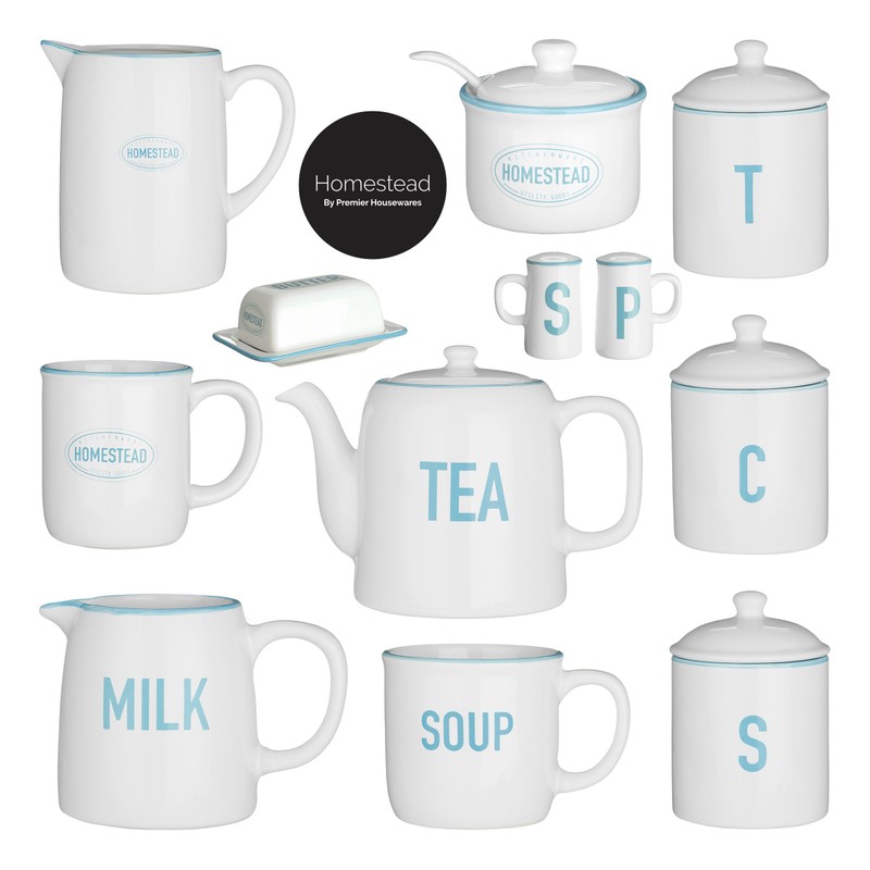 Premier Housewares Homestead Sugar Canister, 570 ml - White