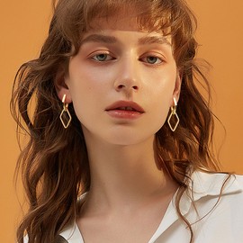 ALEXCRAFT Drop Eckige Ohrringe Gold Hängend Creolen Eckig Damen Klein14K Goldene Ohrringe Damen für Frauen Freundin Mama Mädchen