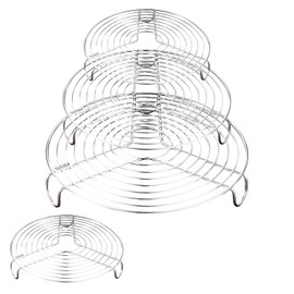 MUNGHOK 4er Set Edelstahl Kuchengitter Rund, 16cm 20cm 22cm 26cm Brot Abkühlgitter, Rundes Kuchengitter Auskühlgitter, Drahtgestell Kühlgitter Backgitter Tortenkühler Rund für Ofen, Topf, Backform