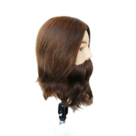 Tom 10" 100% Human Hair Cosmetology Male Mannequin with Beard Manikin Training Head