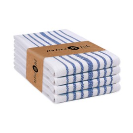 Native Fab - Juego de 4 paños de cocina Scandia a rayas de algodón, superabsorbentes, de secado rápido, reutilizables, 16 x 26 pulgadas, toallas de bar, toallas de mano, toallas gruesas de limpieza de