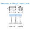 M10 Hex Coupling Nuts (30 mm 17 mm) Long Rod