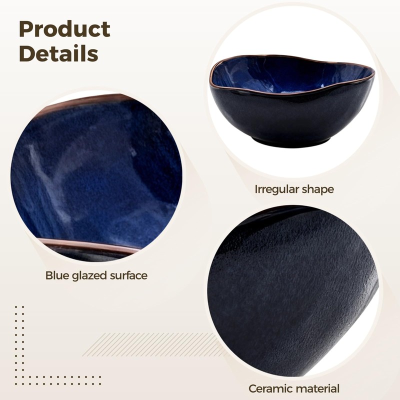 Ceramic Decorative Bowl, Blue Irregular Shape Bowl, Centerpiece Bowls for