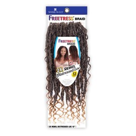FreeTress Crochet Braids 2X Rebel Distressed Loc 12" (Red Burgundy 130)