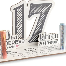 17 Geburtstag - 17 Jahre 3D-Holzkarte | Geldgeschenke, 17 Geburtstag Mädchen, 17 Geburtstag Jungen, 17 Geburtstag, 17. Geburtstag Mädchen, 17 Geburtstag Deko, 17. Geburtstag Jungen