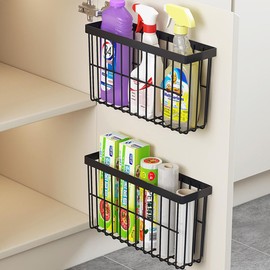 EigPluy 2 Stück Küchenschranktür-Aufbewahrungsbox,Selbstklebendes Wandmontierte Aufbewahrungsbox, Schrank/Badezimmer/Kühlschrank Kleine Gegenstände Organizer Aufbewahrungsbox (Schwarz)