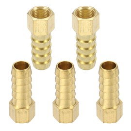 sourcing map 5pcs Brass Barbed Fitting 1/8" NPT Female to 3/8" Hose ID for Home Brew Pipe Fitting Direct Thread Connector Durable Construction