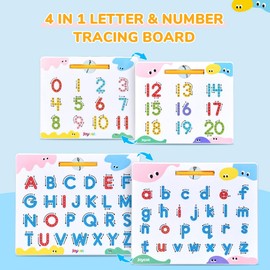JoyCat Magnetic Letter and Number Tracing Board Set, Double Sided Alphabet & Numbers Board for Toddlers, ABC Uppercase & Lowercase Practice, Math Learning, Preschool Educational Gift Toys for Kids