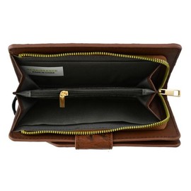 Faux Vegan Leather Ostrich Pattern Clutch Wallet Wristlet - Color: Taupe