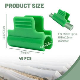 Modixun 45pcs Greenhouse Clamps, Greenhouse Clips, Film Row Cover Netting Tunnel Hoop Clip, Frame Shading Net Rod Clip for Garden Hoops, Grow Tunnel, Support Frame, 16mm/0.63in