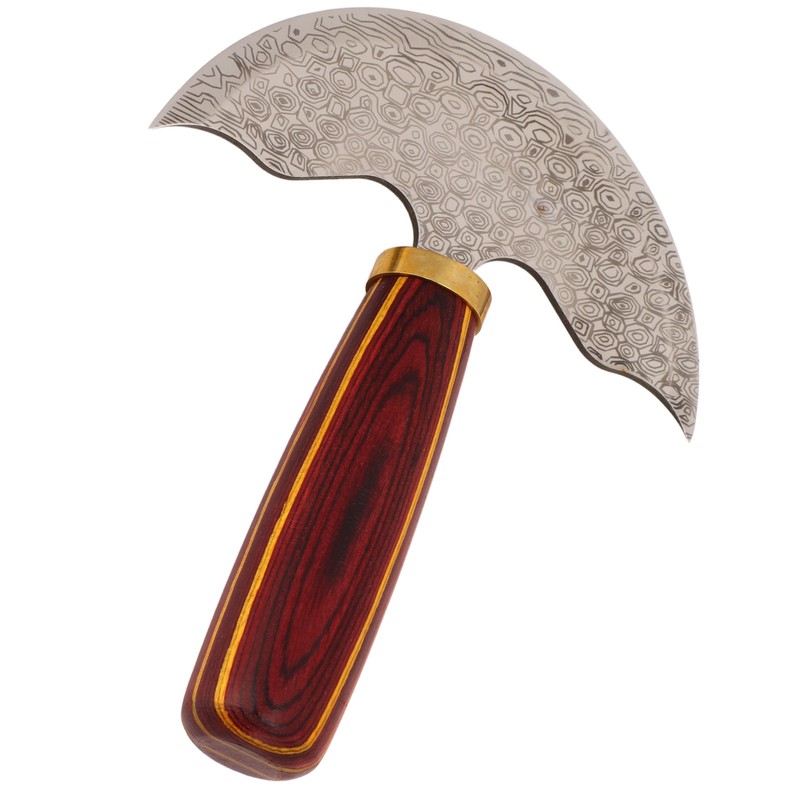 Round Leather Knifes Incisive Blade High Hardness Polished Wooden Handle