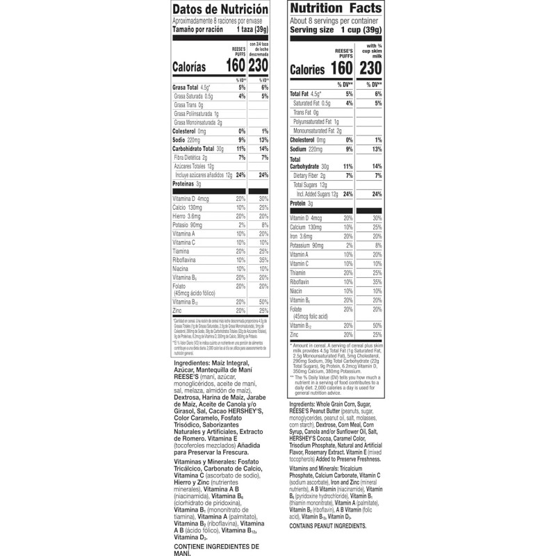 "Brand": "General Mills" REESE’S PUFFS Chocolatey Peanut Butter Cereal, Kid