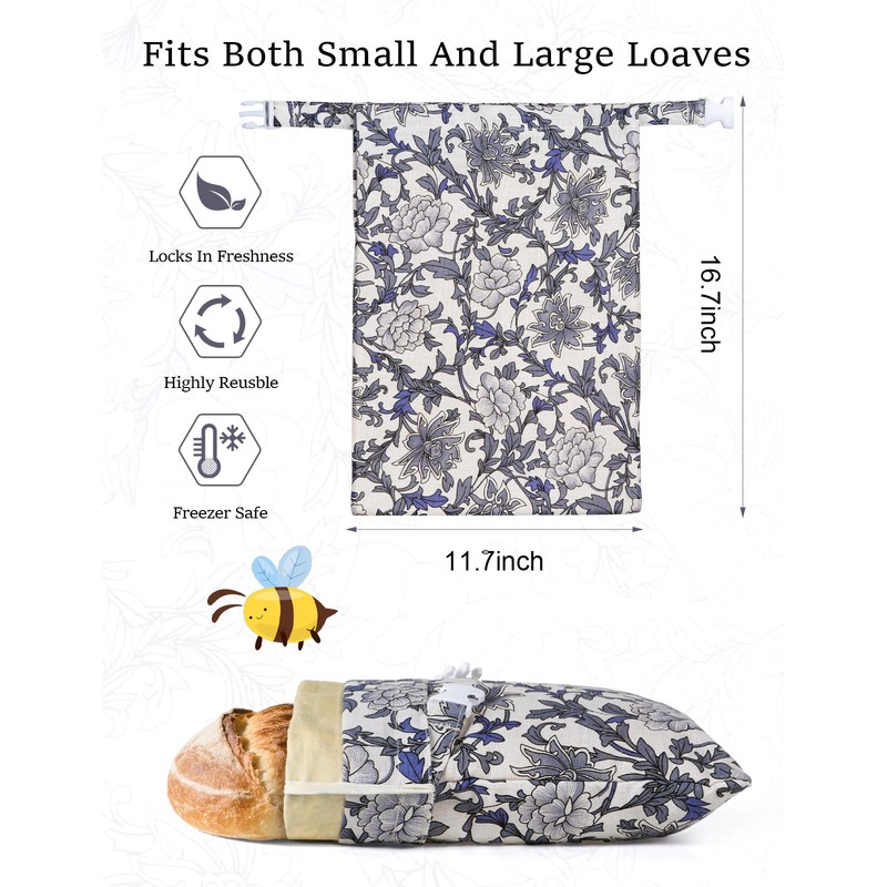Reusable Bread Bags for Homemade Bread, 2 Pack XL Cotton