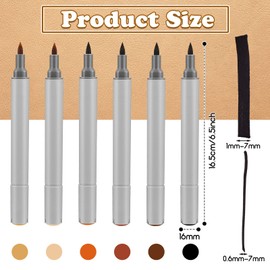 6 Pack Dual Tip Leather Dye Marker Pens Leather Touch up Pen Shoe Marker Leather Flow Leather Marking Pen for Furniture Scratches Shoe Repair Kit Paint Marking, 6 Colors