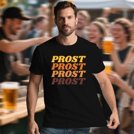 IFQ Oktoberfest Shirt Men Prost-Letter Printing T-Shirt Funny German Bavarian Tee Tops Black