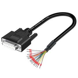 Harissess 1 x DB15 Female Solderless Breakout Connector with 5Ft 26AWG Replacement Cable, Plastic Shell RS232 D-SUB Serial to 15-Pin Connection Socket Adapter Plug Breakout Board