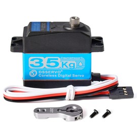 KingVal Replacement 35KG Metal Gear Large Torque Coreless Digital Servo with 25T Servo Arm Screw Kits Compatible with 1/8 1/10 1/12 RC Car (Control Angle 270 Degree)