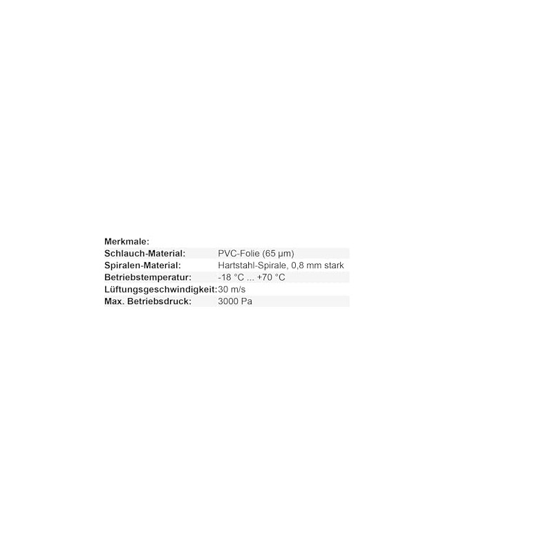 K-660 Series Flexible PVC Hose, Ventilation Hose, Diameter 125, Length