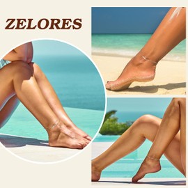 ZELORES 925 Sterling Silver Cross Anklets For Women White Gold Plated Cross Ankle Bracelets Dainty Adjustable Layered Beaded Chain Anklets Summer Beach Foot Jewelry