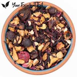 Multivitamin Loose Tea - 100g - Fruit Herbal Functional Brew Loose Leaf - Mix of Hibiscus, Apple, Elderberry, Hawthorn, Rose Peel, Lemon Peel, Black Currant, Rose Petals, and Raspberry