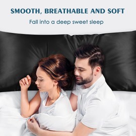 Satin Body Pillow Pillowcase with Zipper, 20''x54'' Body Long Pillow Case for Pregnant Women and Family, Smoother & Softer Than Silk, Black, 1 Pack