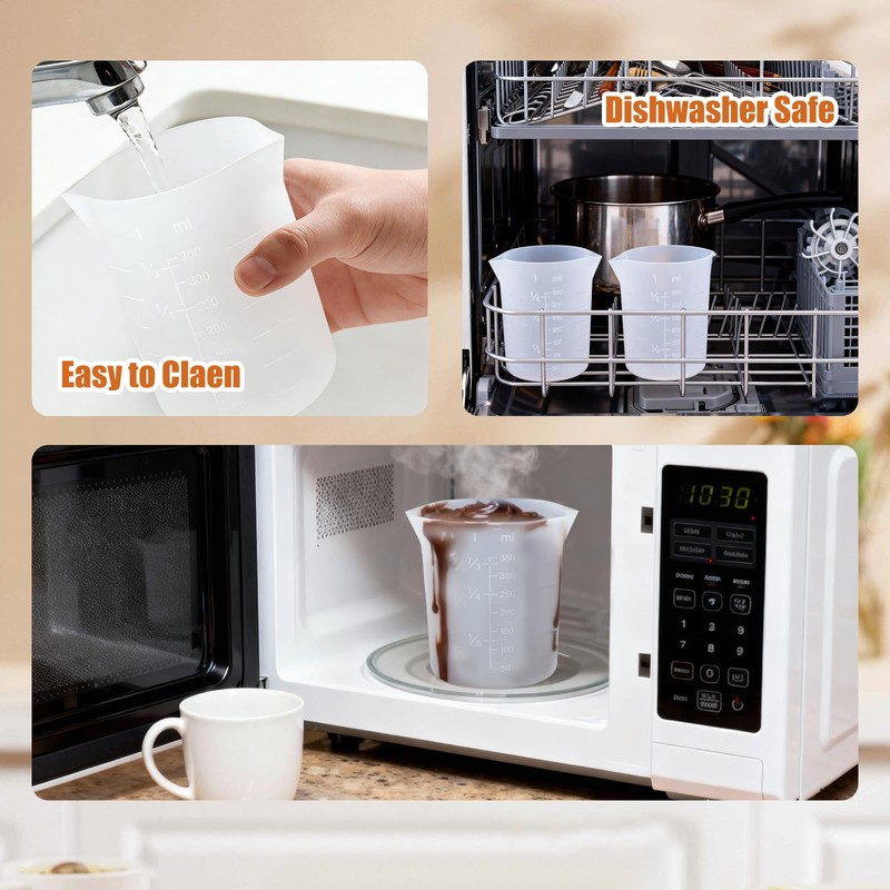 4-Piece Silicone Measuring Cup Set 350ml Silicone Chocolate Melting Cups