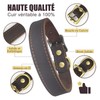 QRDA Brown Leather Dog Collar with Durable Brass Hardware Buckle