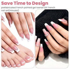 60 Uñas Postizas - French Tip Blancas Para Manos Y Pies | Uñas Postizas Estilo French Tip, Tips De Uñas Cuadradas Full Cover, Kit De Manicura Diy Para