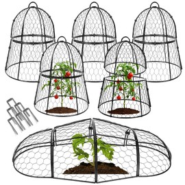 Decoroca 6 PCS Garden Cloches for Plants - Chicken Wire Plant Protectors from Animals, Outdoor Plant Cages to Keep Squirrels, Rabbits & Birds Out of Vegetable - DIY in 5 Forms - Sturdy Anti-Rust Dome