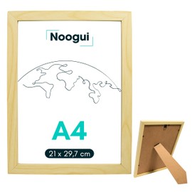 NOOGUI Bilderrahmen A4 | Holz | Bilderrahmen DIN A4 | Größe 21x30 cm | Bilderrahmen Holz | Farbe Holz| Ideal für Fotos und Diplome (Holz, A4 (21x30 cm))