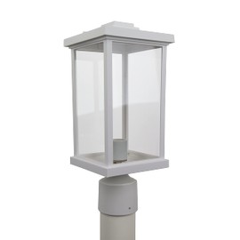 Solus SPC51TC-WH Square Decorative Outdoor Post Top Mount Light Fixture, Durable Clear Acrylic Lens, Polymer Composite, UL Listed for Wet Locations, 15" H x 6.35" W, White