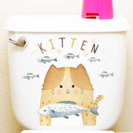Fujitoya Wall Sticker Cat Fish Toilet Lid Refrigerator Lid Toilet Stylish Decoration