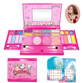 TOPJOWGA Kinderschminke Set Mädchen, Waschbar Makeup Spielzeug, Schminkkoffer Mädchen, Makeup Palette Rollenspiel Spielzeug Prinzessin Kosmetikset, Geschenk Spielzeug Mädchen ab 4 Jahren